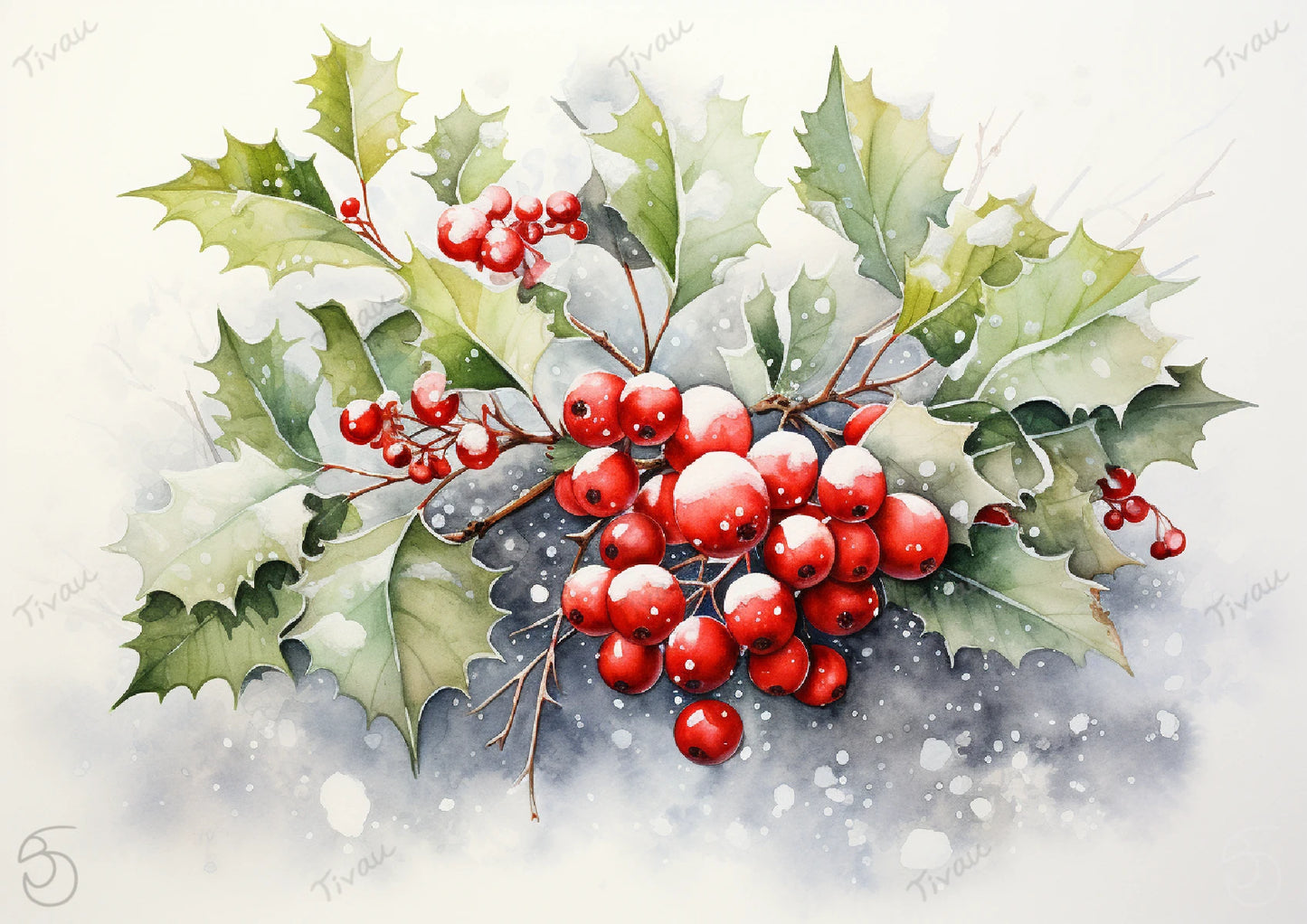 Beerenstrauch Wasserfarben 3