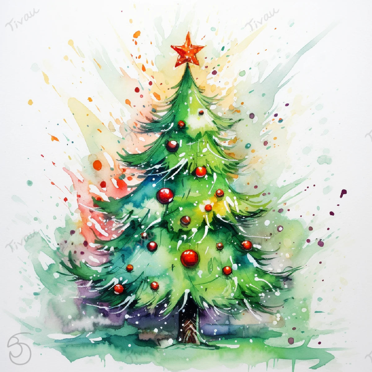 Weihnachtsbaum Wasserfarben