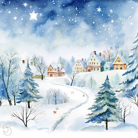 Winterszene Wasserfarben